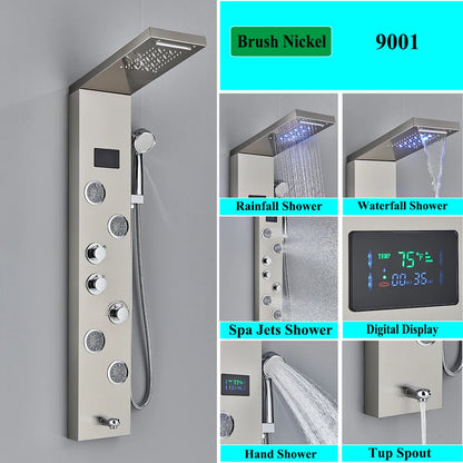 LED Shower Panel Tower System Rain Waterfall Shower Column