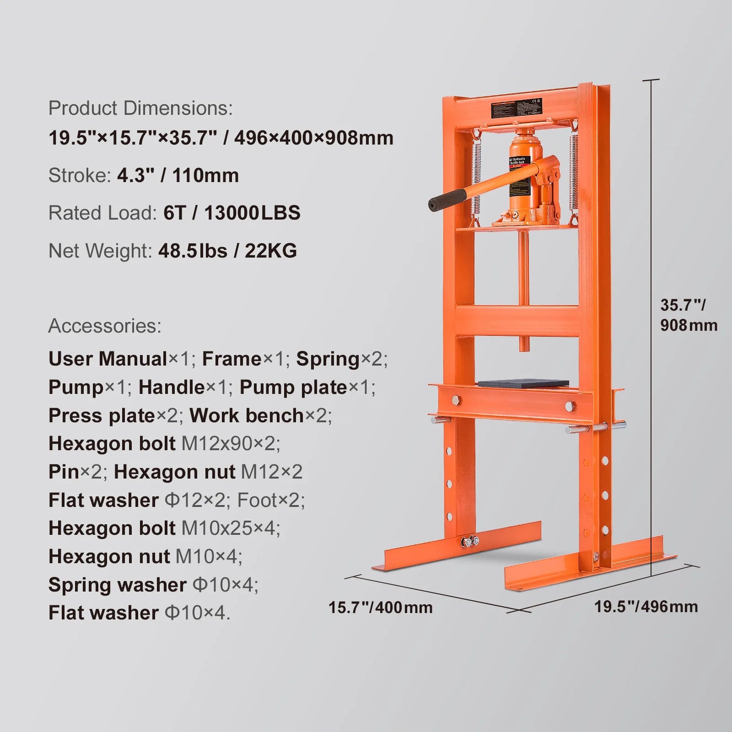 Hydraulic Shop Press 6 Ton