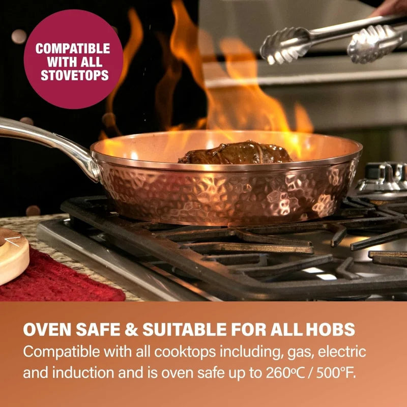 15Pc Copper Ceramic Nonstick Cookware Set