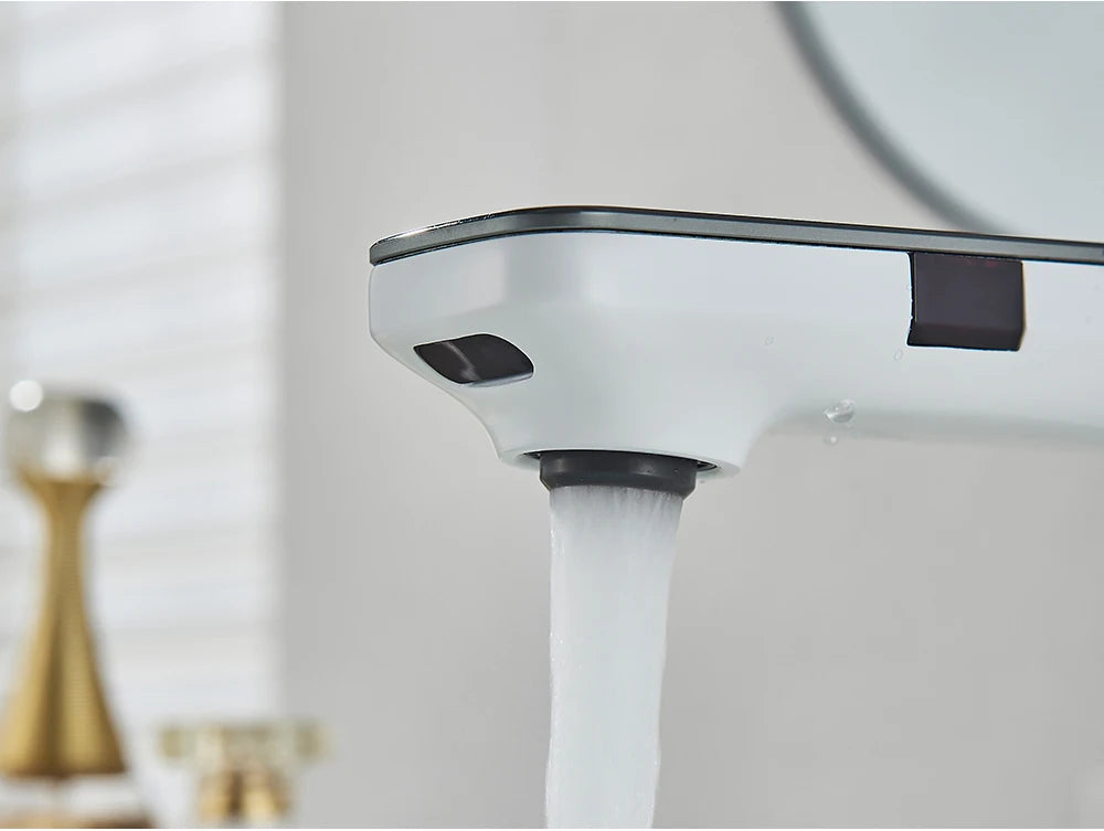 White Chrome Smart Sensor Basin Faucet