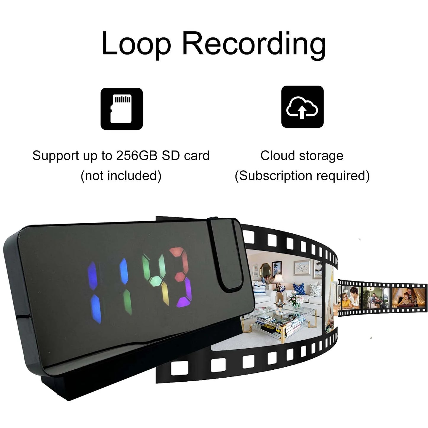HD Projection Alarm Clock Camera with Wi-Fi