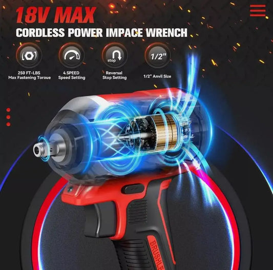 Brushless Impact Wrench  Electric Driver 1/2"