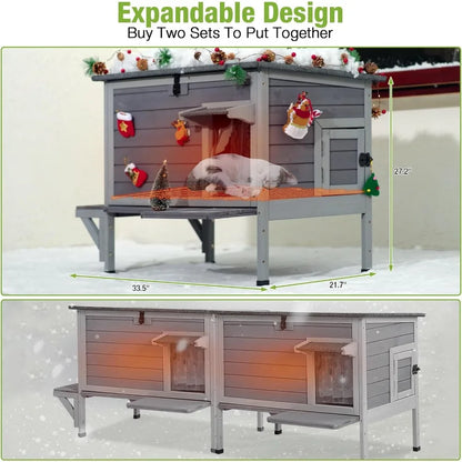 heated cat house for outdoor