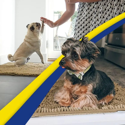 Pack of 3 Highly Absorbent Microfiber Dog Door Mat and Pet Rug, Non Slip Thick Washable Area Mat Soft Chenille for Kitchen Bath