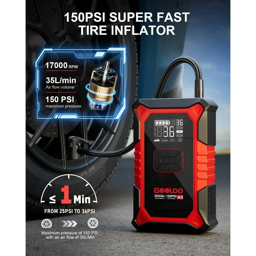 Jump Starter with Air Compressor 3000A
