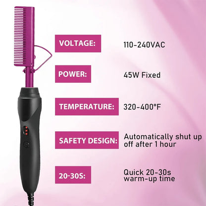 Electric Hot Comb Fast Heating Straightener Curling Iron