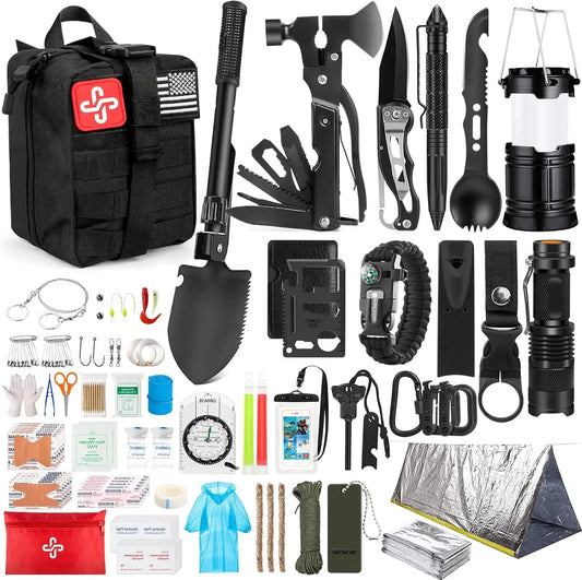 250Pcs Survival Gear First Aid Kit with Molle Bag & Emergency Tent