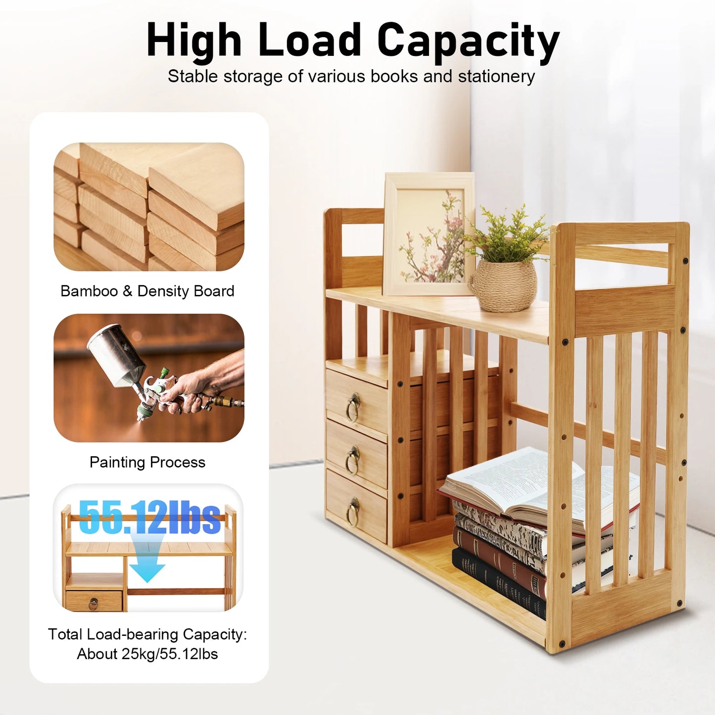 Desktop Storage Shelf with 3 Drawers