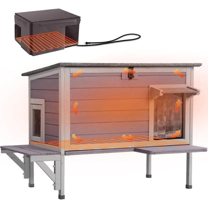 heated cat house for outdoor