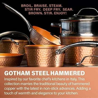 15Pc Copper Ceramic Nonstick Cookware Set