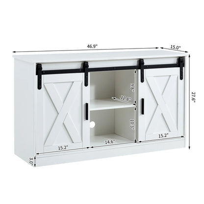 TV / storage cabinet with two sliding barn doors