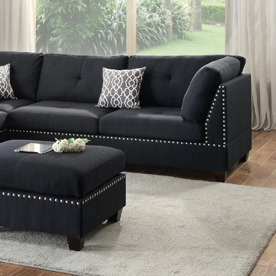 3-pcs Sectional Sofa Black