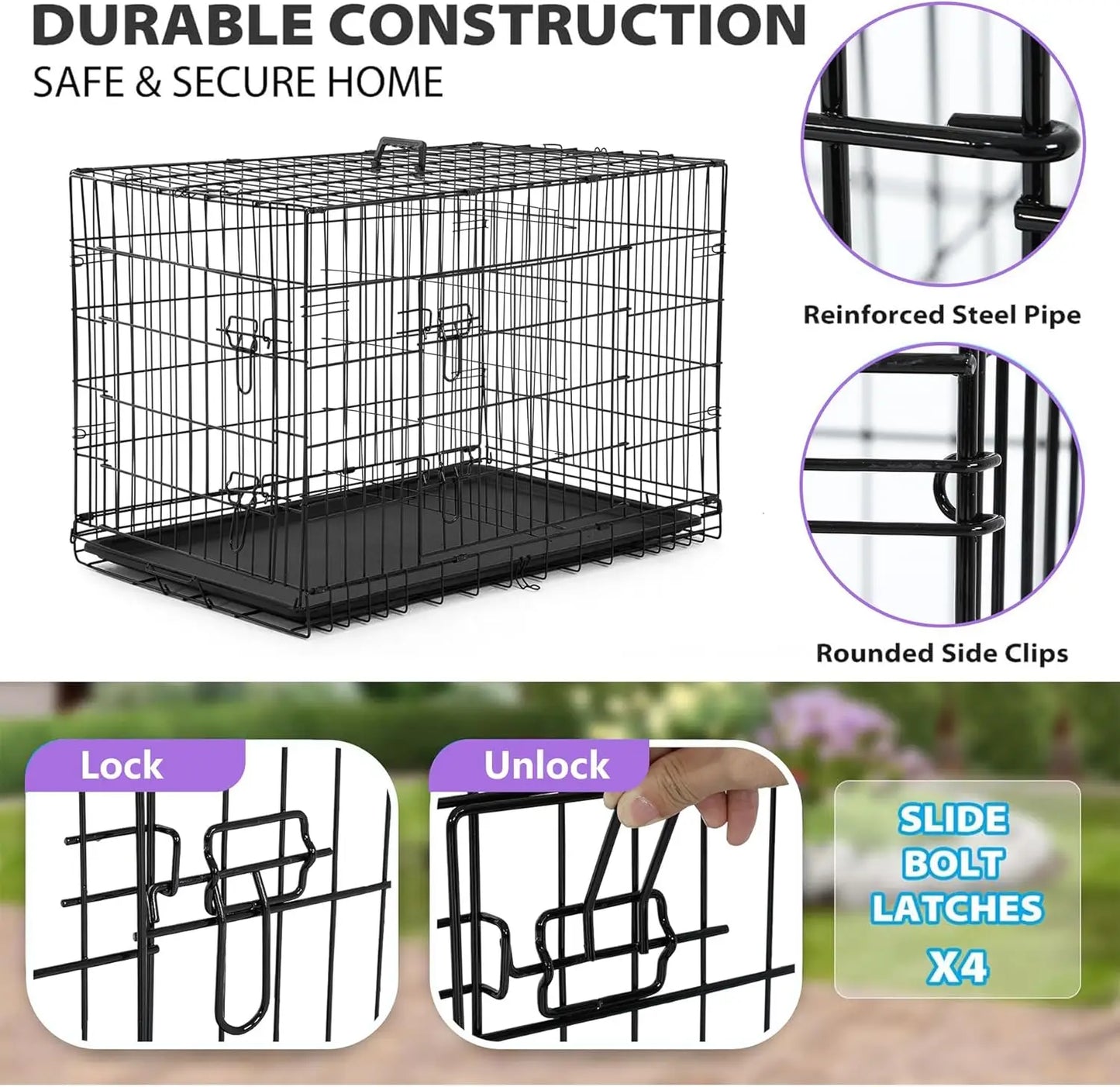 | Dog Crate | 48" | Black | Foldable