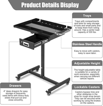 Mobile Work Table with Adjustable Height