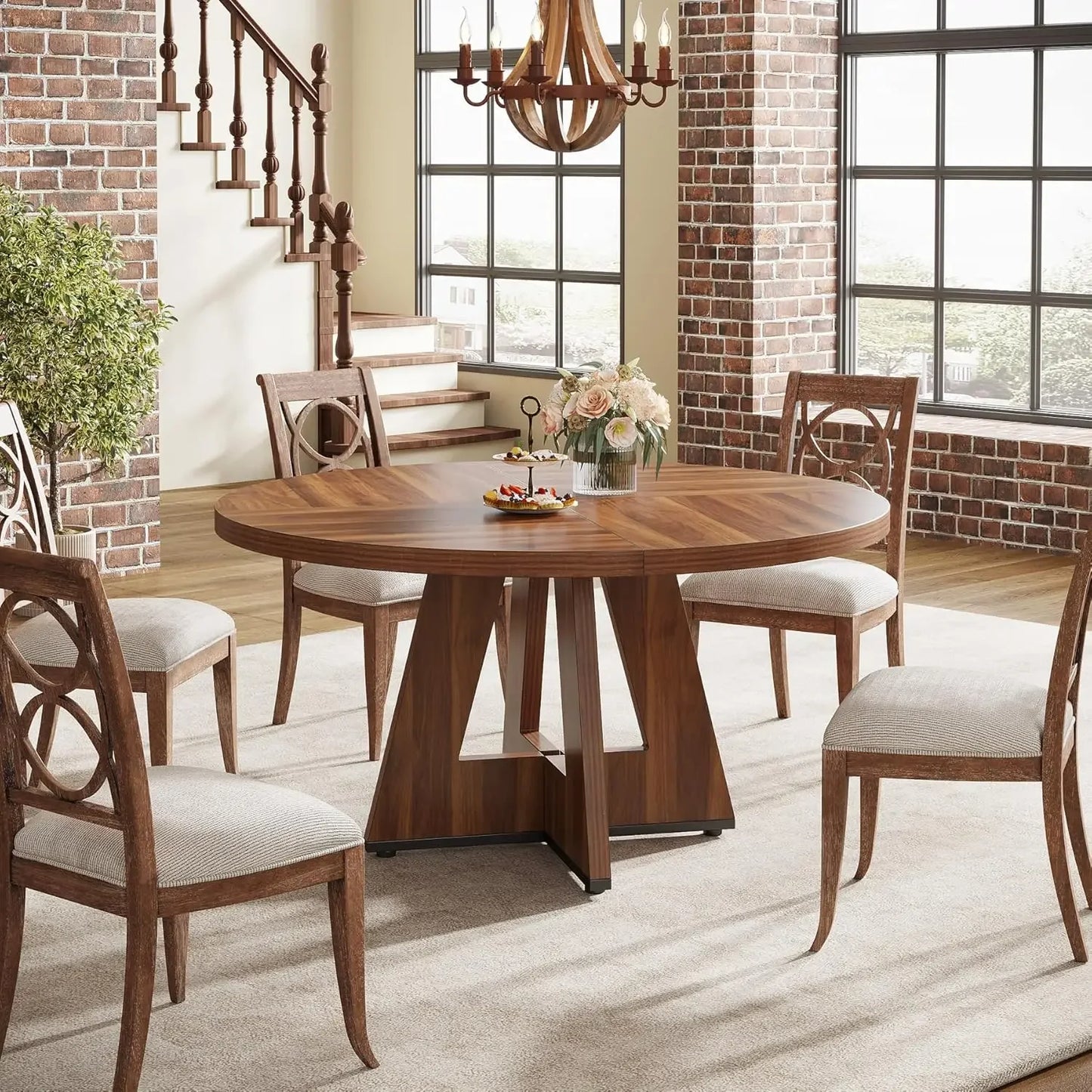 47 Inch Round Farmhouse Dining Table